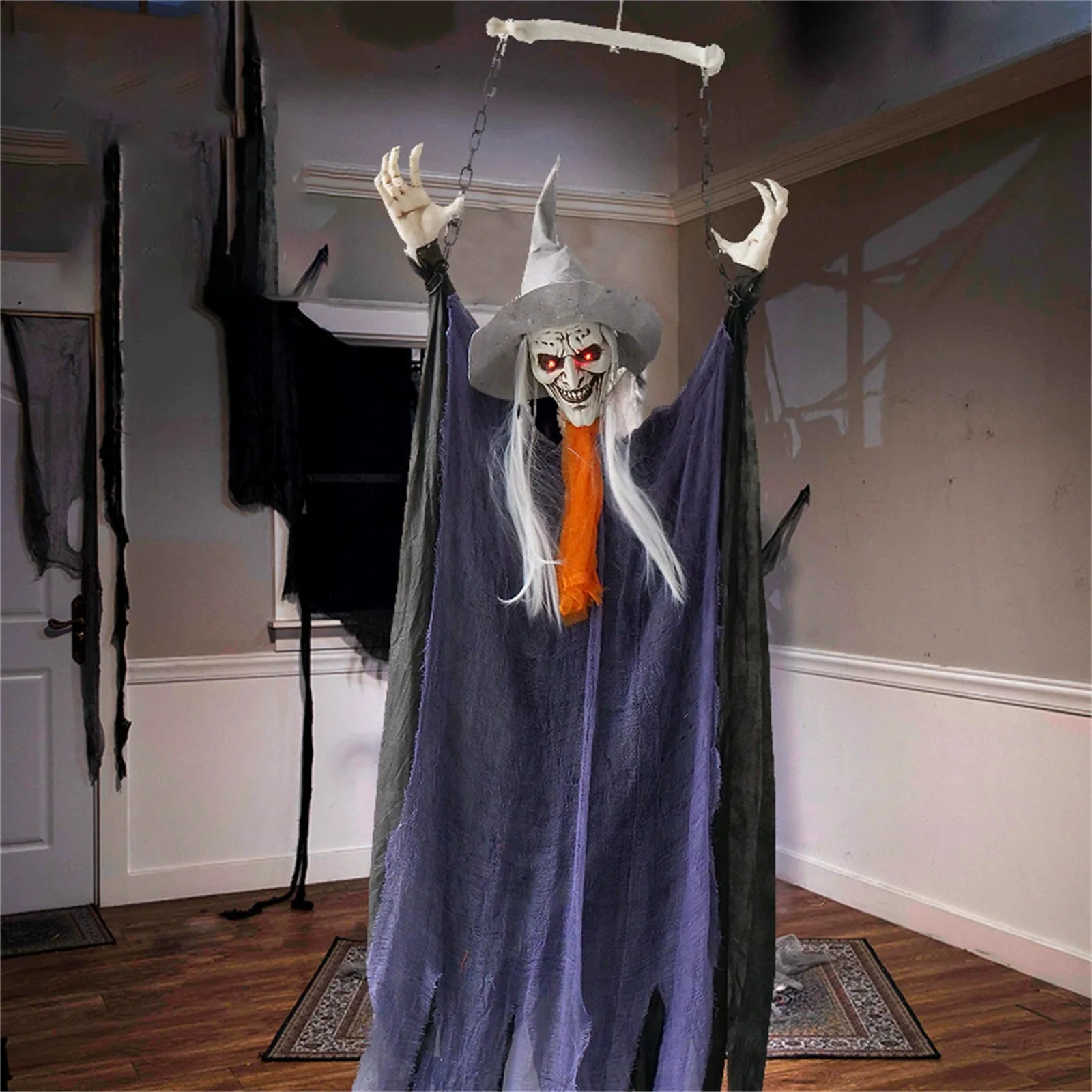 لجميع القديسين توهج كبير الساحرة الديكور الدعائم عطلة حفلة منزل مسكون جو لوازم قلادة باب المنزل