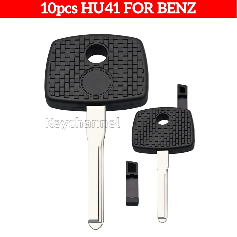 Keychannel 10pcs HU41 Car Blank Transponder Key Blank Chip Key Shell Spare Ignition Key for Benz W140 W124 S320 Replacement Key