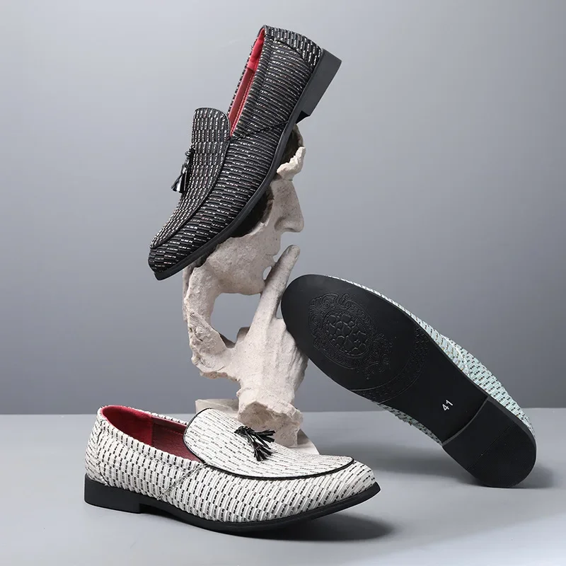 

New Men Casual Shoes Fashion Designer Tassels Dress Shoes Street Cool Slip-on Loafers