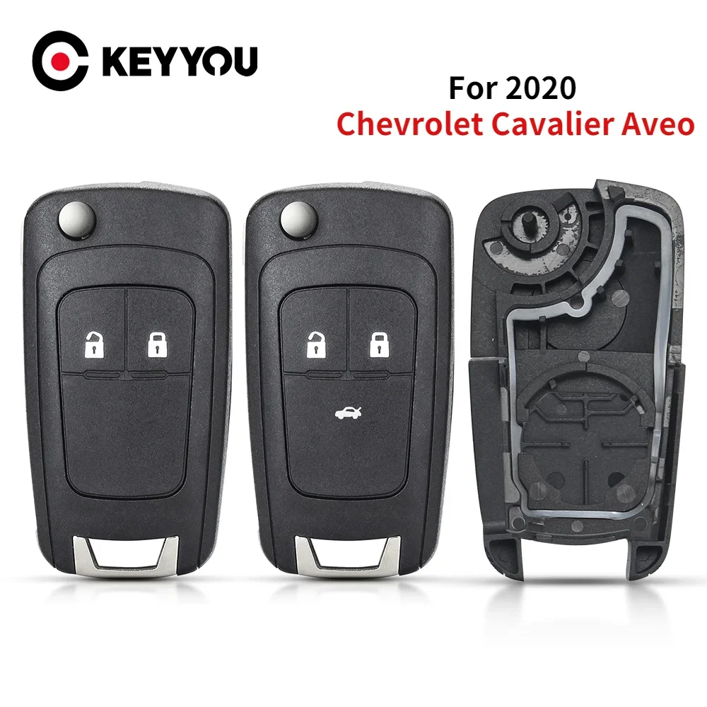 KEYYOU 1PCS NEW For Chevrolet Cavalier Aveo 2020 Fob HU100 Blade New 2/3 Buttons Folding Car Key Case