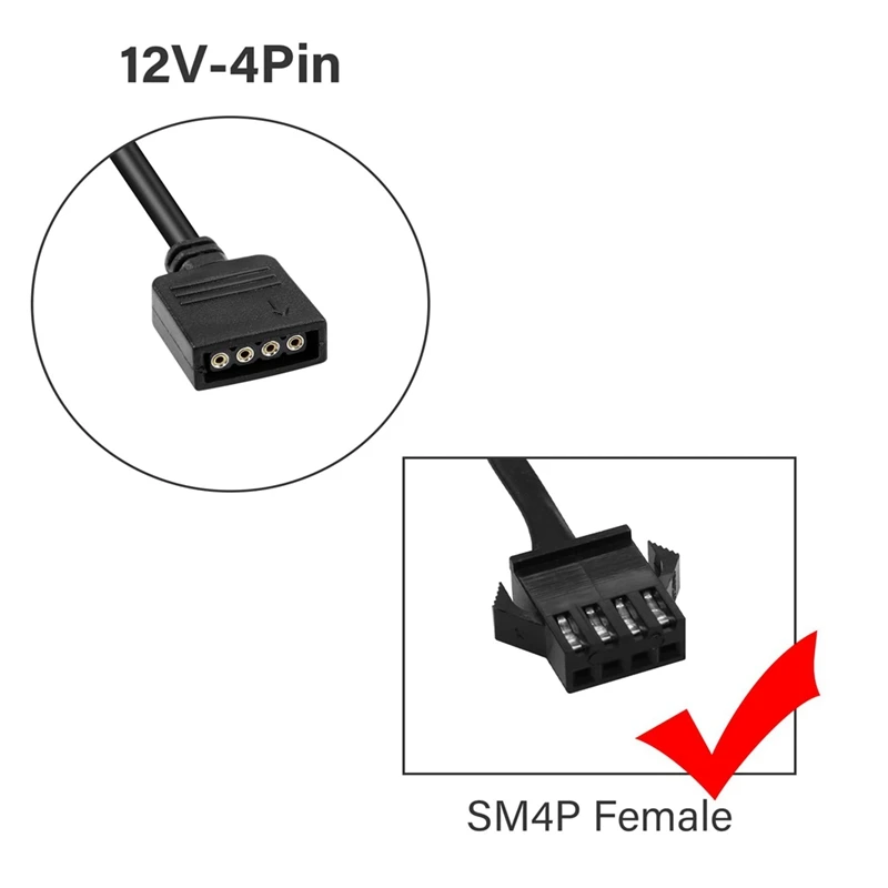 4Pcs RGB Extension Cable 12V 4 Pin To SM 4Pin Female ARGB Connector Adapter Cable For Computer Fan Motherboard LED Strip