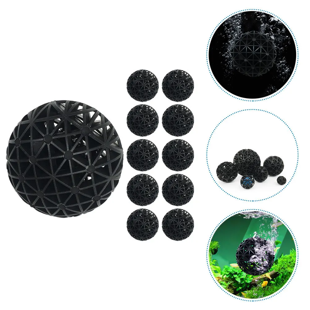 

100pcs Bio Balls For Aquarium Filter Compact Fish Tank Filtering Media Reusable Pond Filter Supplies With Cotton Water