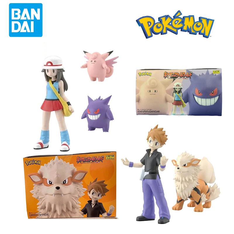 

Original Bandai POKEMON Scale World Kanto Region Leaf Gengar Clefable Blue Arcanine Anime Figure Model Toys For Birthday Gifts