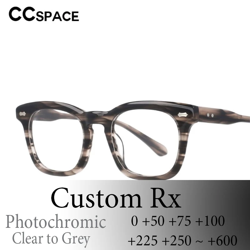

P53149 Acetate Eyewear Square Vintage Male Female Computer Photochromic Reading Glasses Custom Prescription to Any Diopter