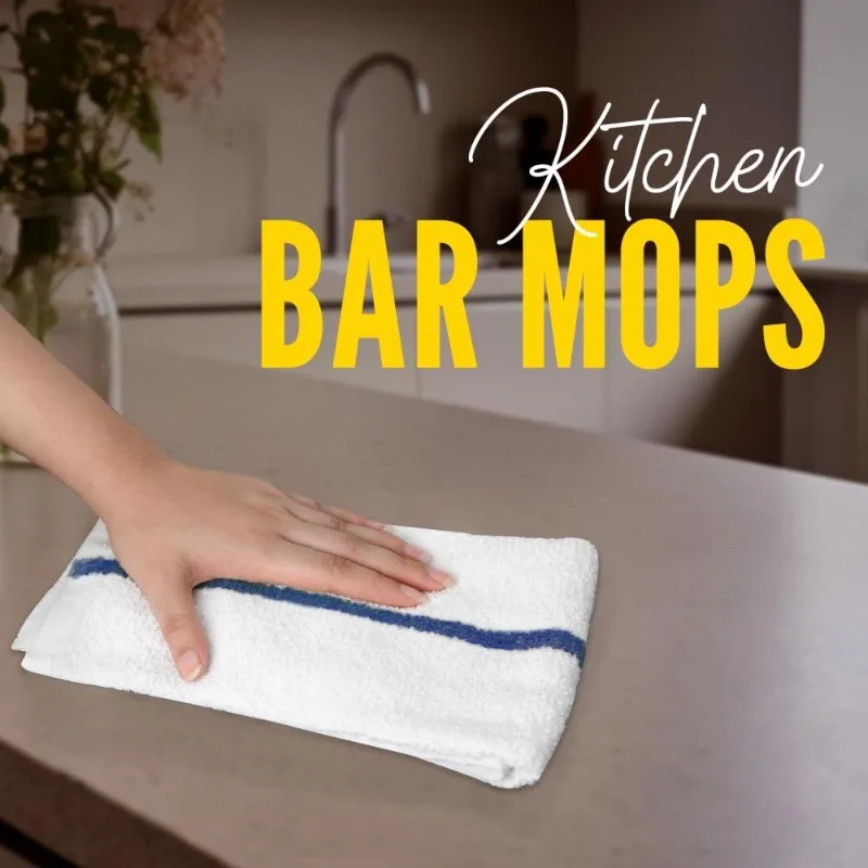 

Terry Bar Mop Towels (Value Pack of 60) Size 16"x19" – Absorbent and Durable, Multipurpose Cleaning Rags, Cotton Cleaning