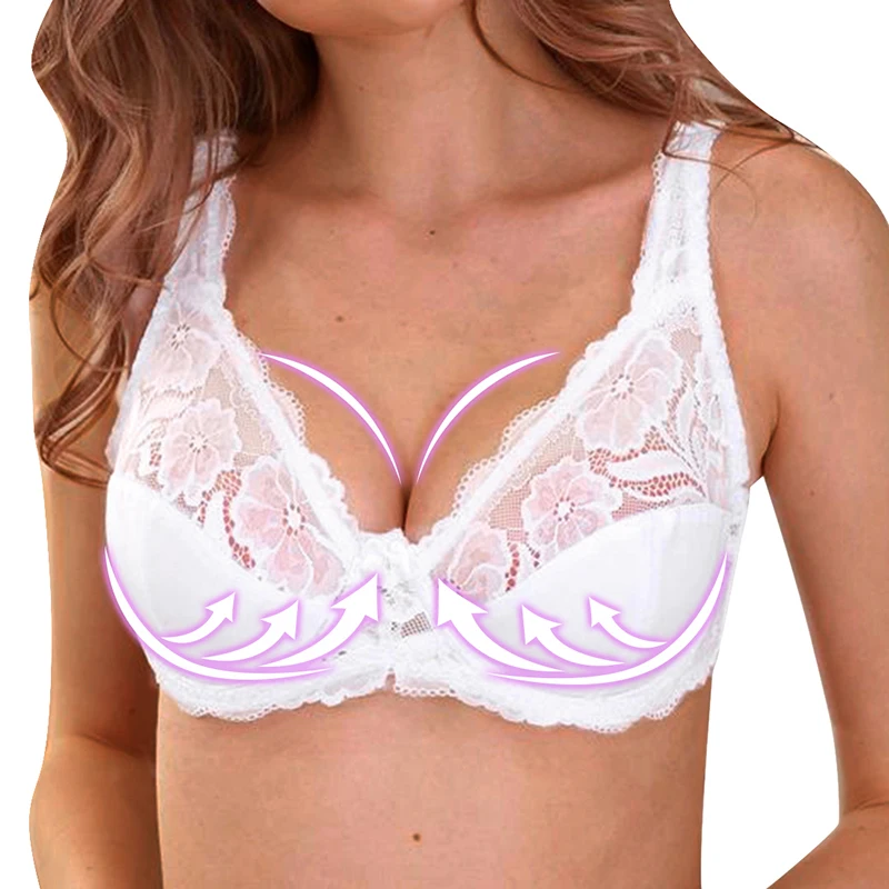 Soutien-gorge en dentelle ultra mince pour femmes, sous-vêtements, grande taille, sous-vêtements, court, sexy, à armatures, grand bonnet, push up,