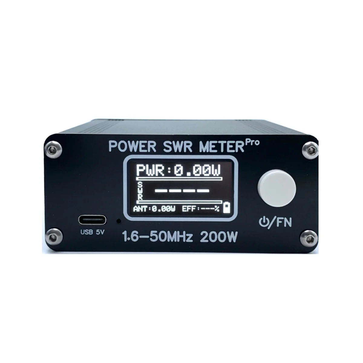 

1.6-50MHz 0.5W-200W HF Shortwave Power SWR Meter Pro HF PWR SWR Meter with 1.29 Inch OLED + 50 Hours Battery