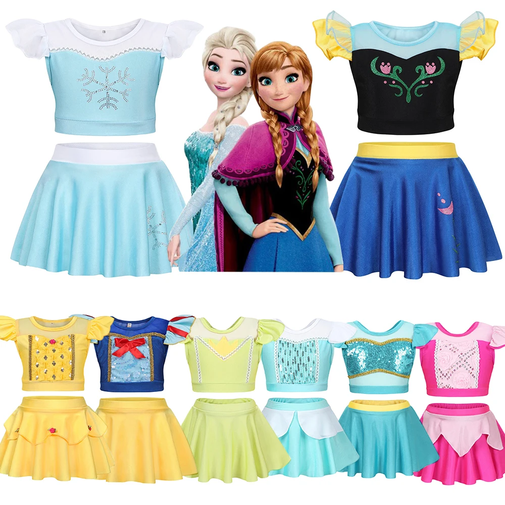 

Disney Frozen Elsa Anna Princess Costume Swimsuit For Kids Girl Jasmine Snow White Children Clothes Bikini Swimwear Cute Vestido