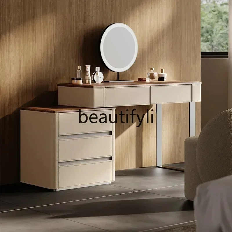bedroom, dresser, chest, integrated high-end simple modern saddle leather makeup table