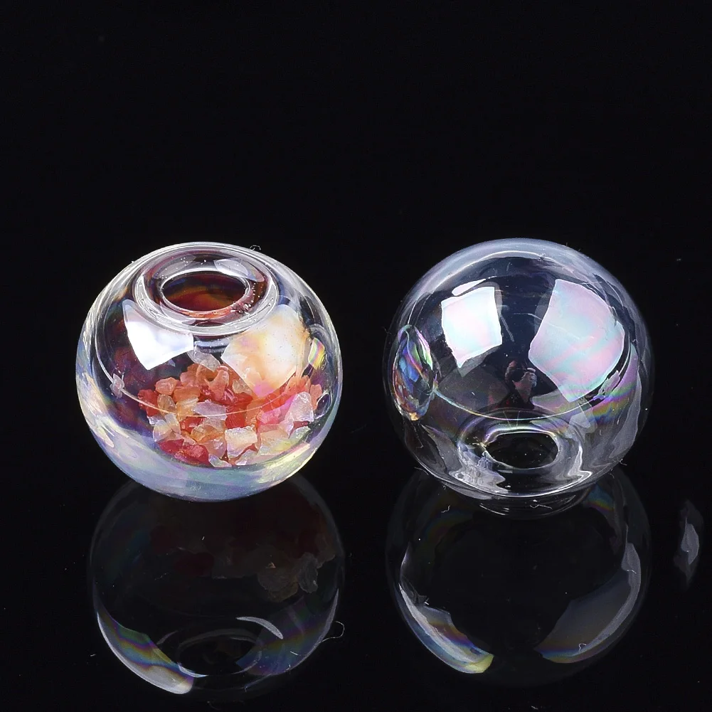 100Pcs 8/10/12/14/16/18/20/25/30mm Clear Round Beads Blown Glass Globe Ball Bottles for Dangle Pendants Earring Jewelry Making