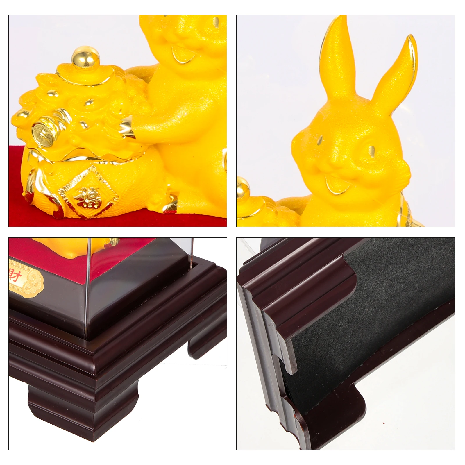 

Golden Rabbit Ornaments Decorations Lunar Calendar Figurines Base Plastic Bunny Supplies