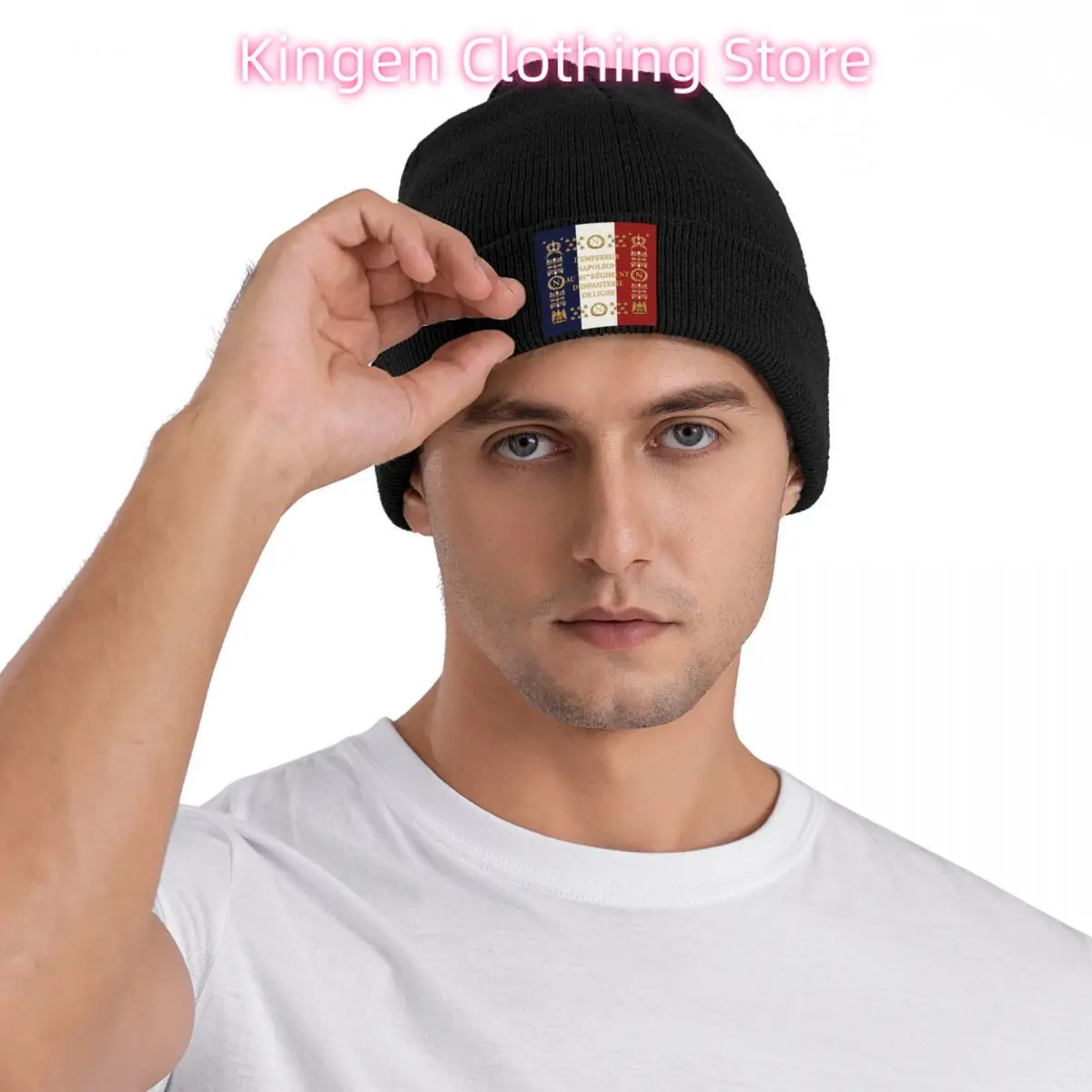 Personalizado napoleônico francês 85th bandeira regimental crânios gorros bonés unisex inverno quente chapéu de malha das mulheres dos homens legal adulto bonnet chapéus