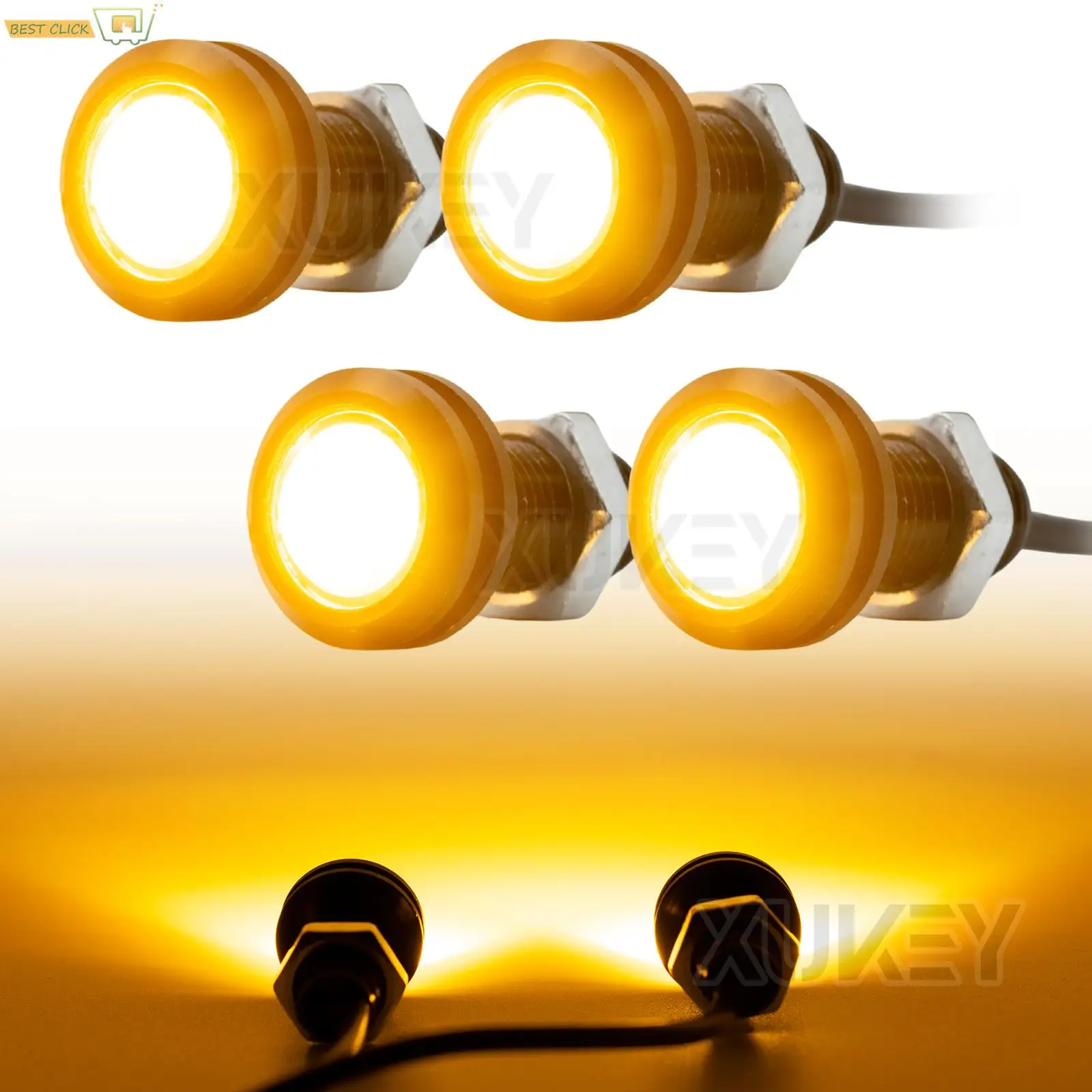 4Pcs Universal 12V Front Grille Iluminação Âmbar High Power Led Eagle Eye DRL Car Fog Bulb Reverse Backup Estacionamento Side Signal Lamp
