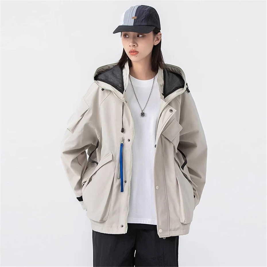 

Techwear Tactical Jackets Men Multi Pocket Vintage Windbreaker Mens Clothing Harajuku Oversized Fashion Casual Hooded Coats Male