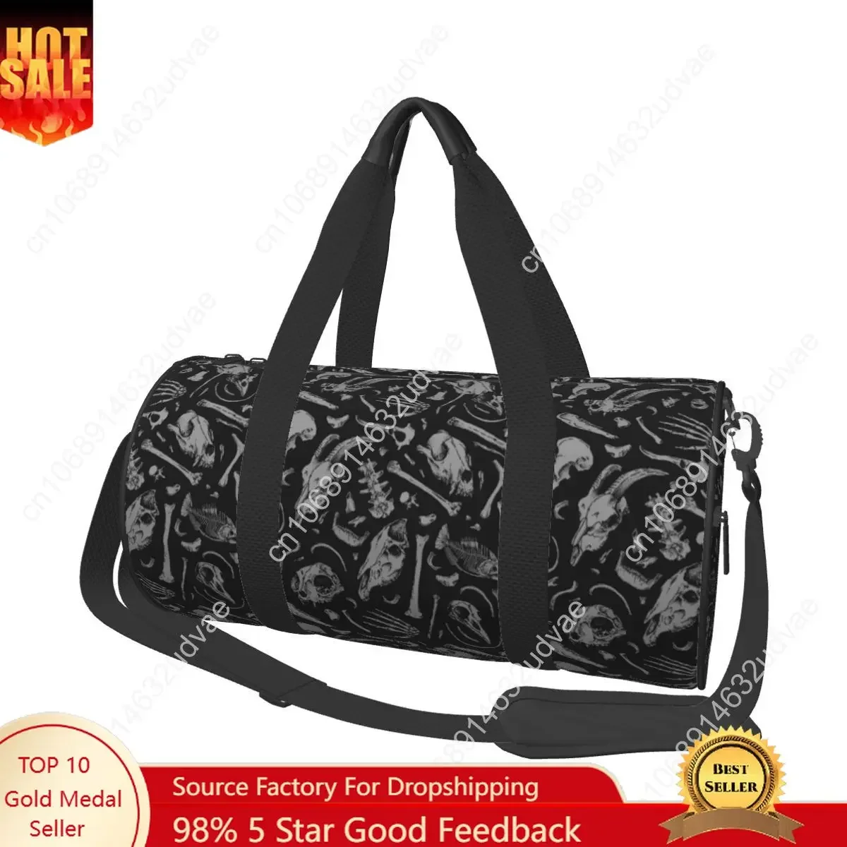 Bones Sports Bags Skull Dark Deniart Travel Gym Bag with Shoes Graphic Handbags Men Design Outdoor Fitness Bag