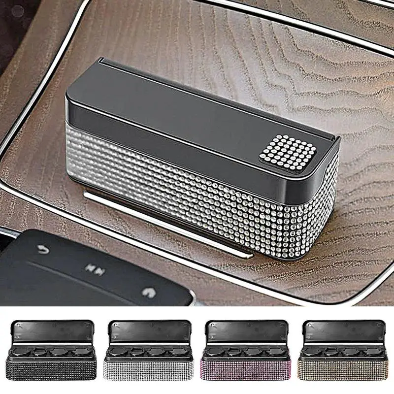 Small Car Organizer Fashionable Rhinestones Automotive Change Sorter Car Interior Accessories Portable Change Storage Container