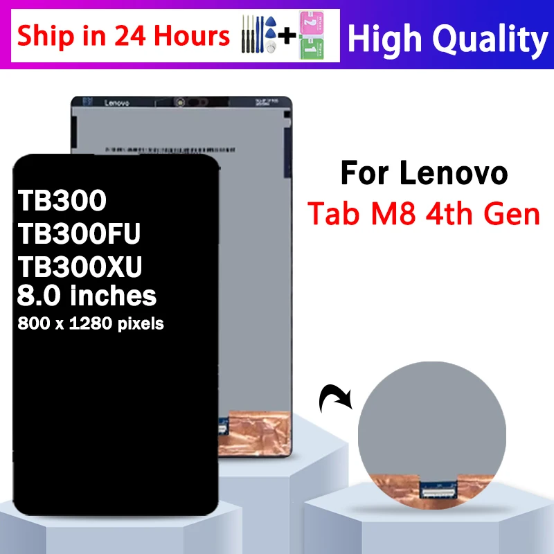 8.0''inch TB300 LCD For Lenovo Tab M8 4th Gen 2023 2024 TB300FU TB300XU LCD Display Touch Screen Digitizer Assembly