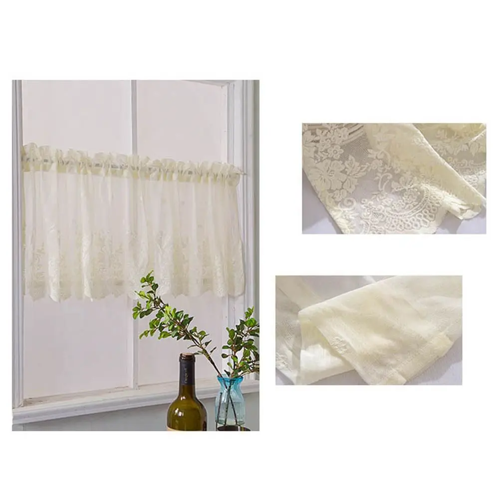 Lace Hem Modern Cafe Bedroom Living Room for Cabinet Door Short Curtains Window Curtain Home Decor Window Drapes