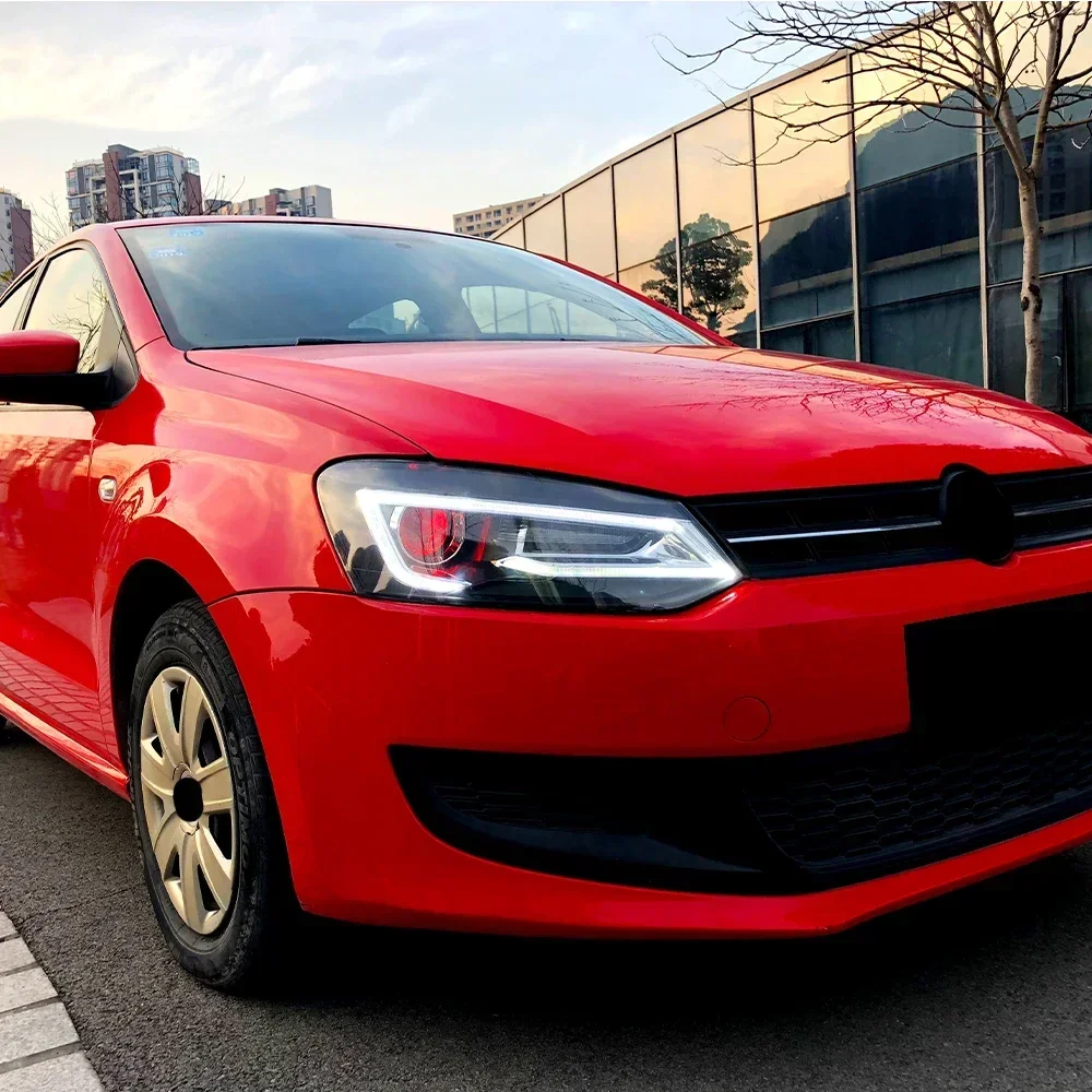 مجموعة مصابيح أمامية للسيارة لسيارة فولكس فاجن بولو 2011-2017 LED المصابيح الأمامية للسيارات ترقية عالية التكوين ملحقات عدسة العرض