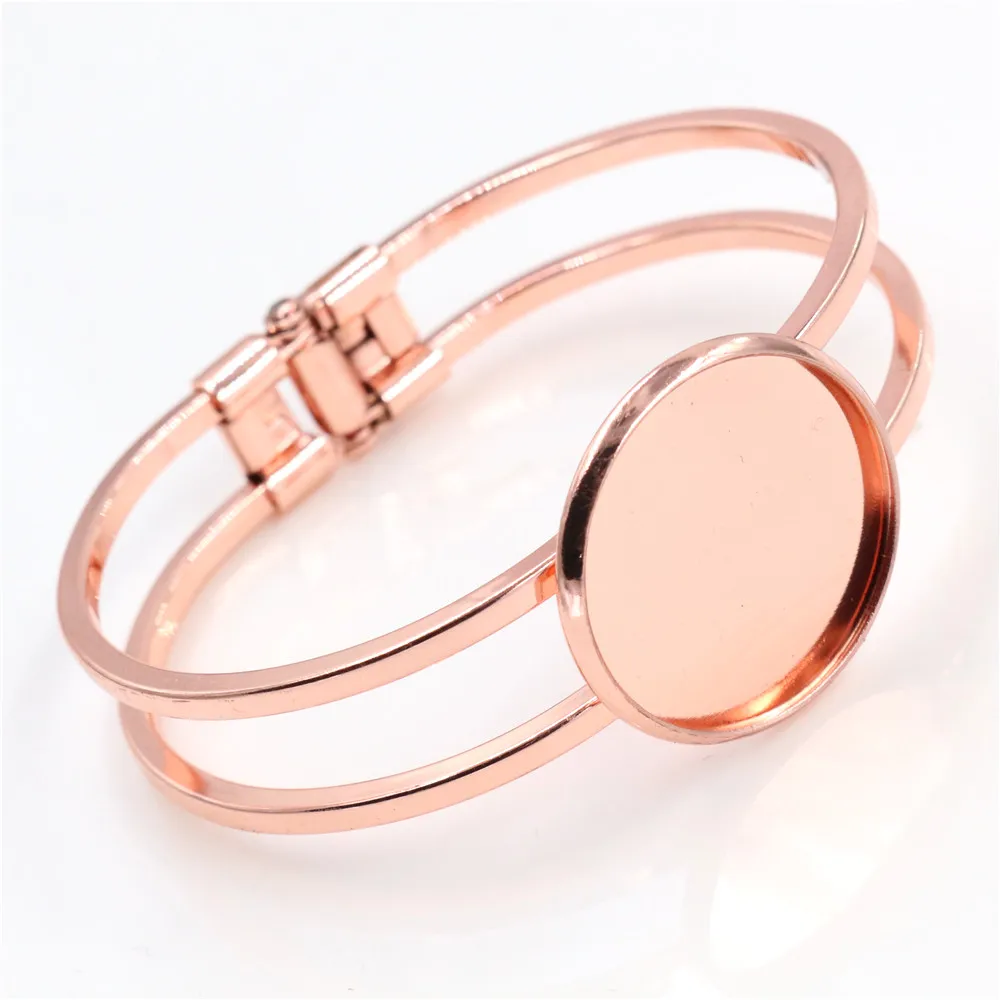 High Quality  20mm 6 Colors Plated Bangle Base Bracelet Blank Findings Tray Bezel Setting Cabochon Cameo