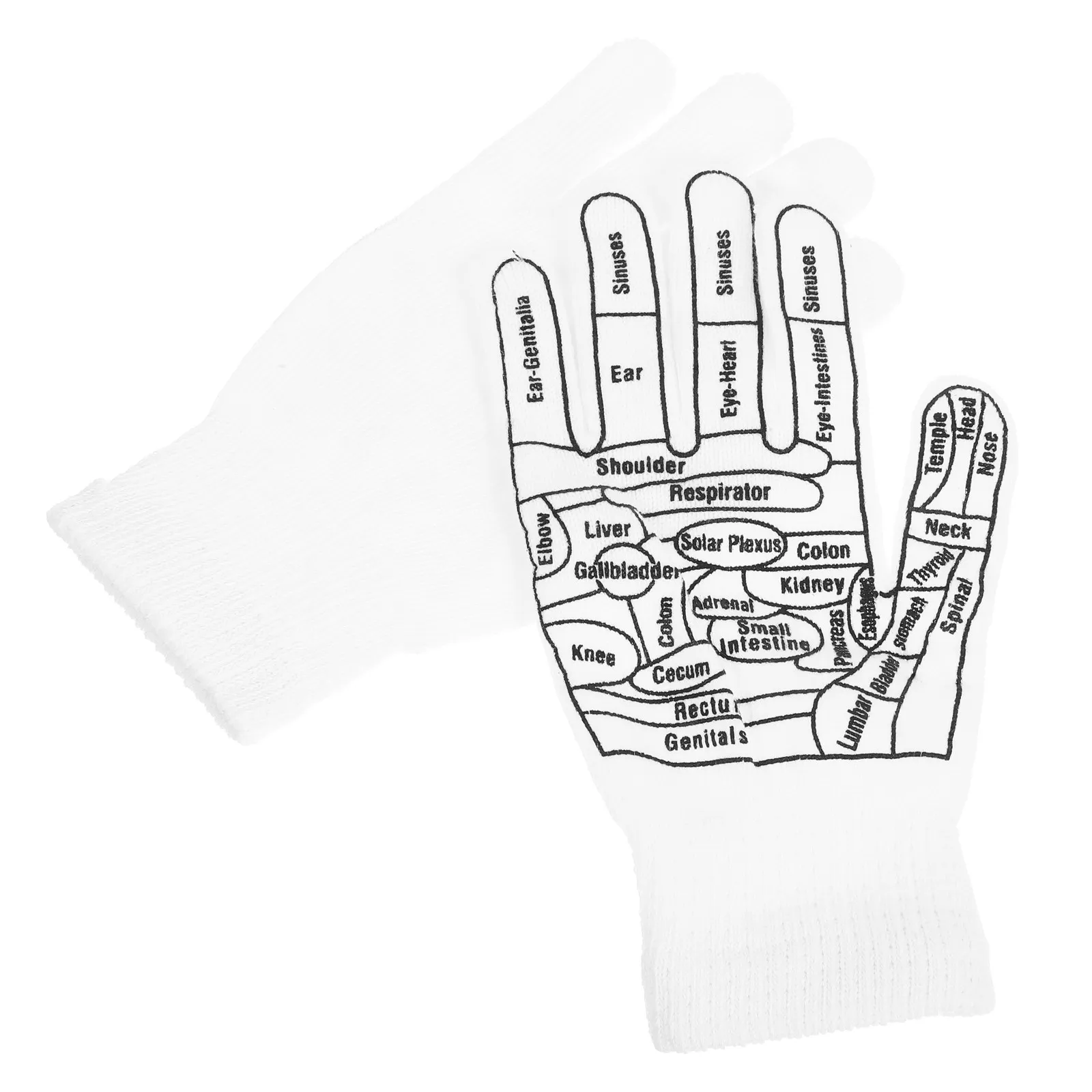 1Pair Reusable Cotton Massage Gloves Acupressure Printed Pattern Comfortable Smooth Elastic Fit for Hands Feet Body Massage