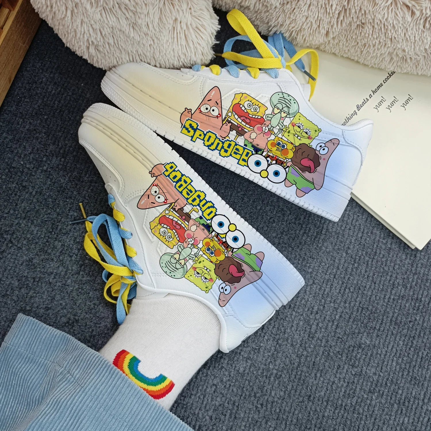 New Original cartoon SpongeBob SquarePants princess cute Casual shoes soft sports shoes for girlfriend gift EU size 35-44