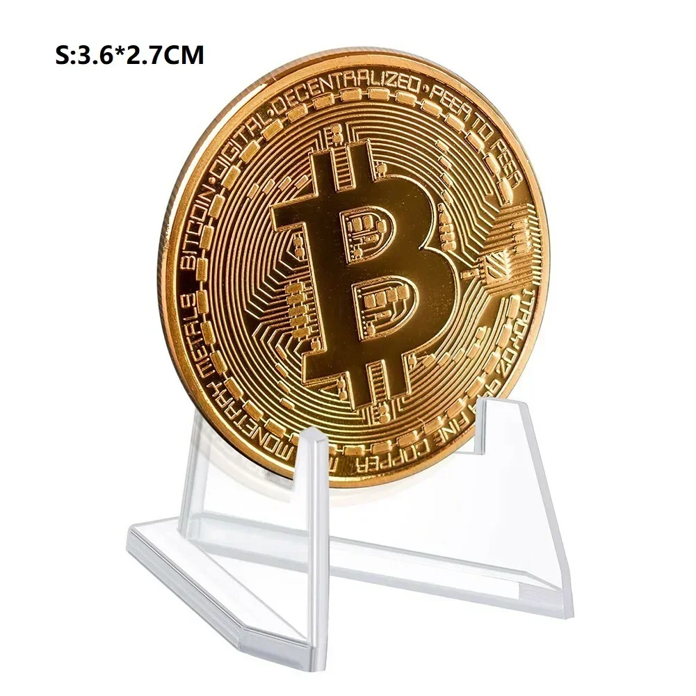 10pcs Acrylic Coin Display Stand Holder Card Easel Clear Commemorative Challenge Coin Capsule Holder Support