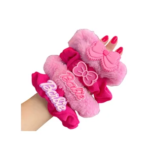 Barbie Pink Elastic Hair Bands for Women, Girls Hair Rope, Ponytail Holder, Headband, Fashion Accessories, Gifts, 4PCs 10 Main Sales Head Barbie - №2