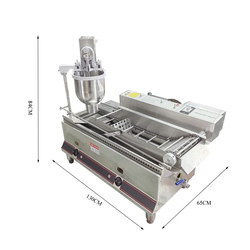 Mesin Donat 110V 220V, Mesin Perakitan Donat Multifungsi Komersial dengan Conveyor Belt dan Penggoreng Terintegrasi
