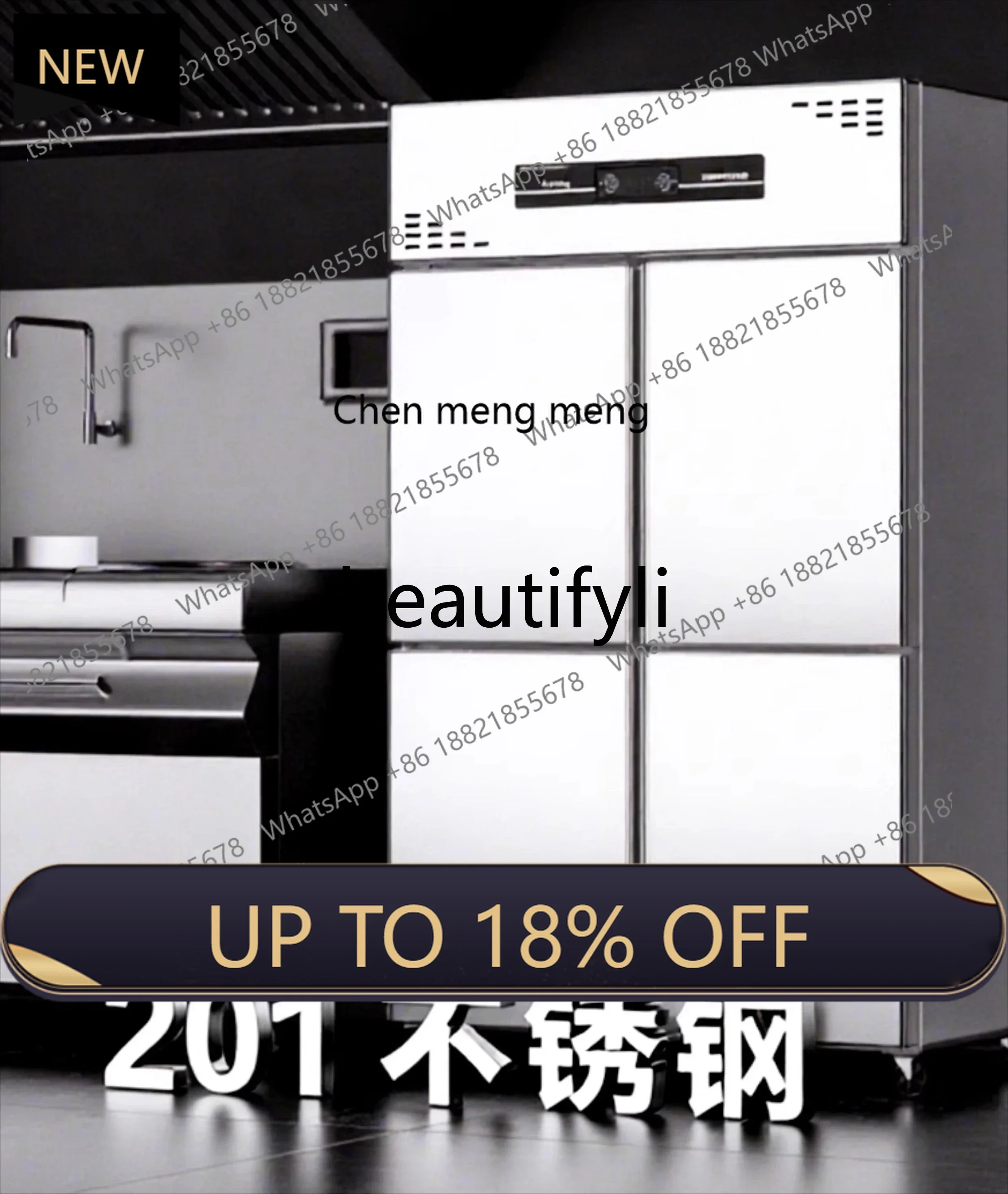 

Z189 Commercial Four-Door Refrigerator Freezer Fresh-Keeping Cold Freezing Vertical Kitchen Large Capacity Stainless Steel