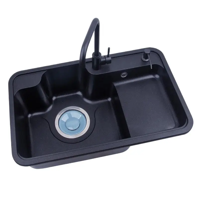 Quartz Stone Sink Kitchen Granite Single TrougHigLow Basin Large WasBasin Double Sys7848 HigLow