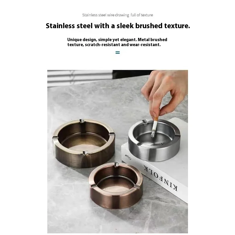 

Ash Tray Anti-fall Ashtray Large Ashtrays for Home Stainless Steel Smoking Cigarette