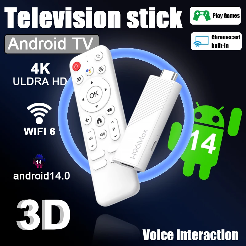 

H96Max Allwinner H313 Smart Mini TV Stick 2G 16G 4K HD Android Mini TV Stick с поддержкой 2.4G и 5G Dual Wifi6, голосовым управлением и 3D медиаплеером