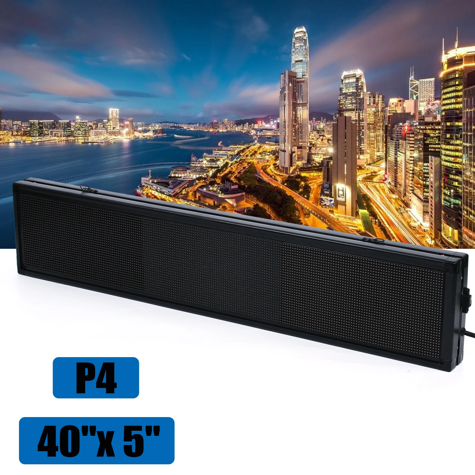 Rolagem programável LED Sinal, Sinal de rolagem, Full Color Video, HD Message Display, USB Memory Stick, 40 "x 5", 8 GB