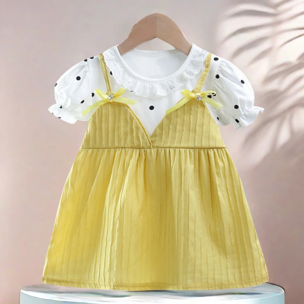 Summer Kid Girl Dress Lace Doll Collar Elegant Princess Dress Wedding Dress Infant Outfit Birthday Party Baby Girl Clothes A1181