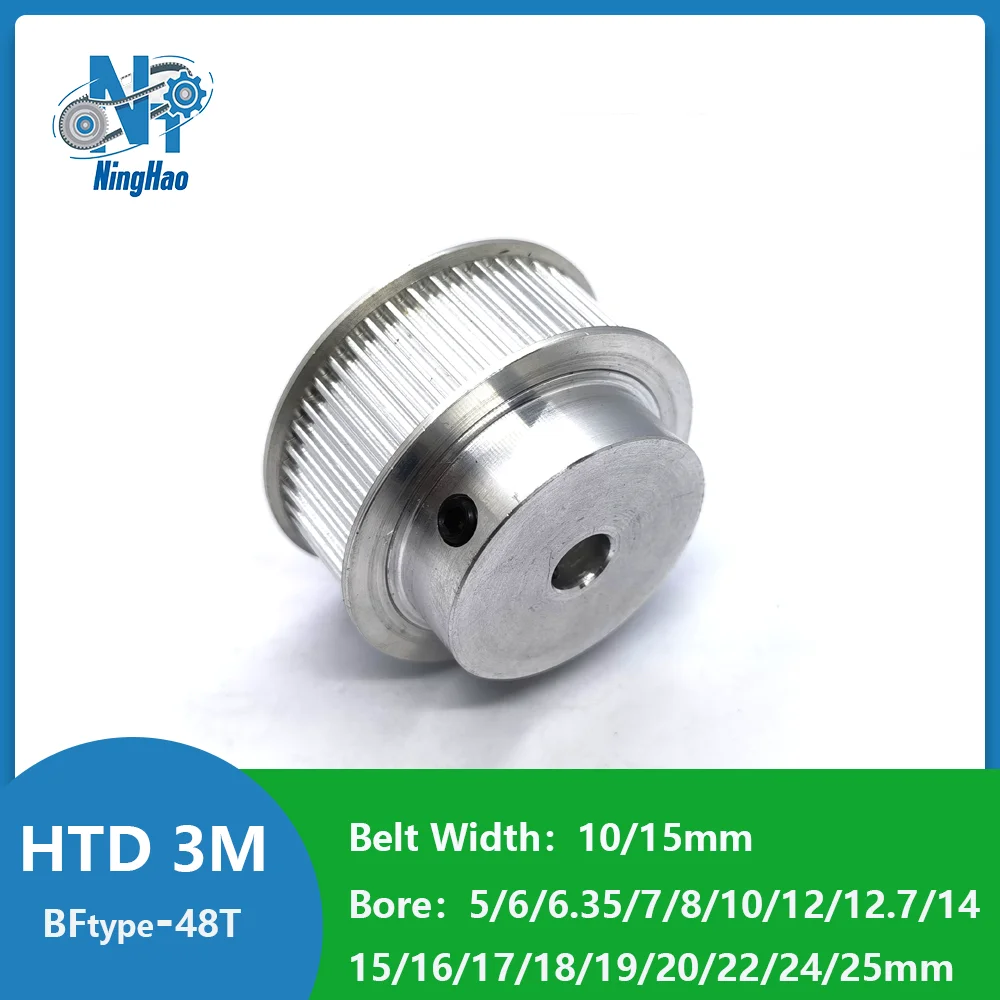

HTD3M 48Teeth Timing Pulley Bore 5/6/6.35/7/8/10/12/12.7/14/15/16/17/18/19/20/22/24/25mm Belt Width 10/15mm 3M Synchronous Wheel