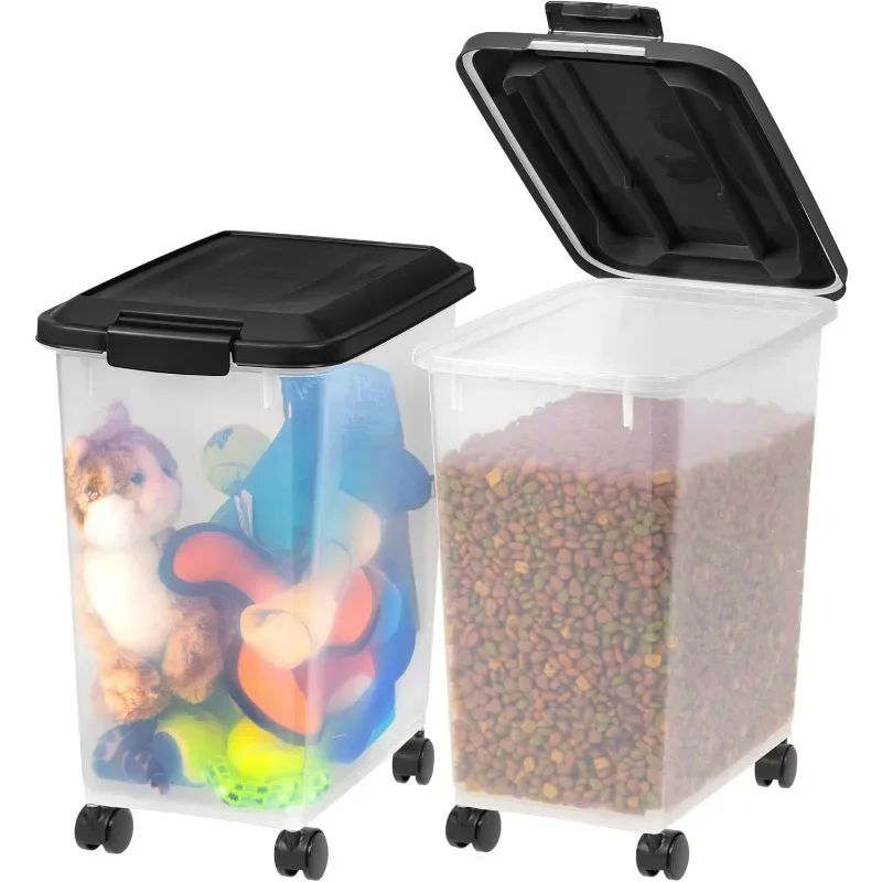 Nordic Dog Food Storage Container, Airtight Seal, 2 Pack, Up to 30 lbs Eachfor Freshness, Wheels for Rolling, Easy One Hand