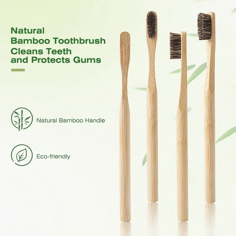 10er-Pack Zahnbürsten mit Pferdeborsten und Bambus, vollständig biologisch abbaubar, ohne Nylon und Kunststoff, schnelltrocknendes Design – Detail 1
