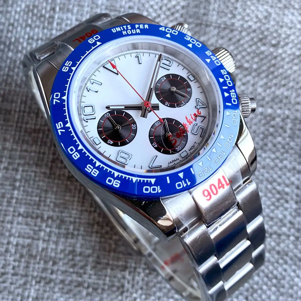 VK63 zegarek dla mężczyzn Montre Homme Relogio Masculino chronograf luksusowy zegarek ze stali nierdzewnej trzy-oko Dial zegar biznes