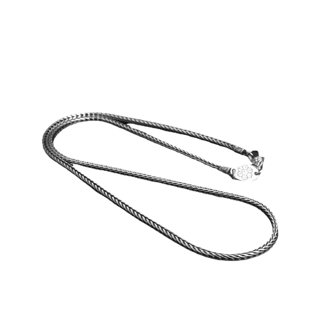 S925 silver necklace men's snake bone chain collarbone chain fashionable trendy internet celebrity minimalist accessory jewelry