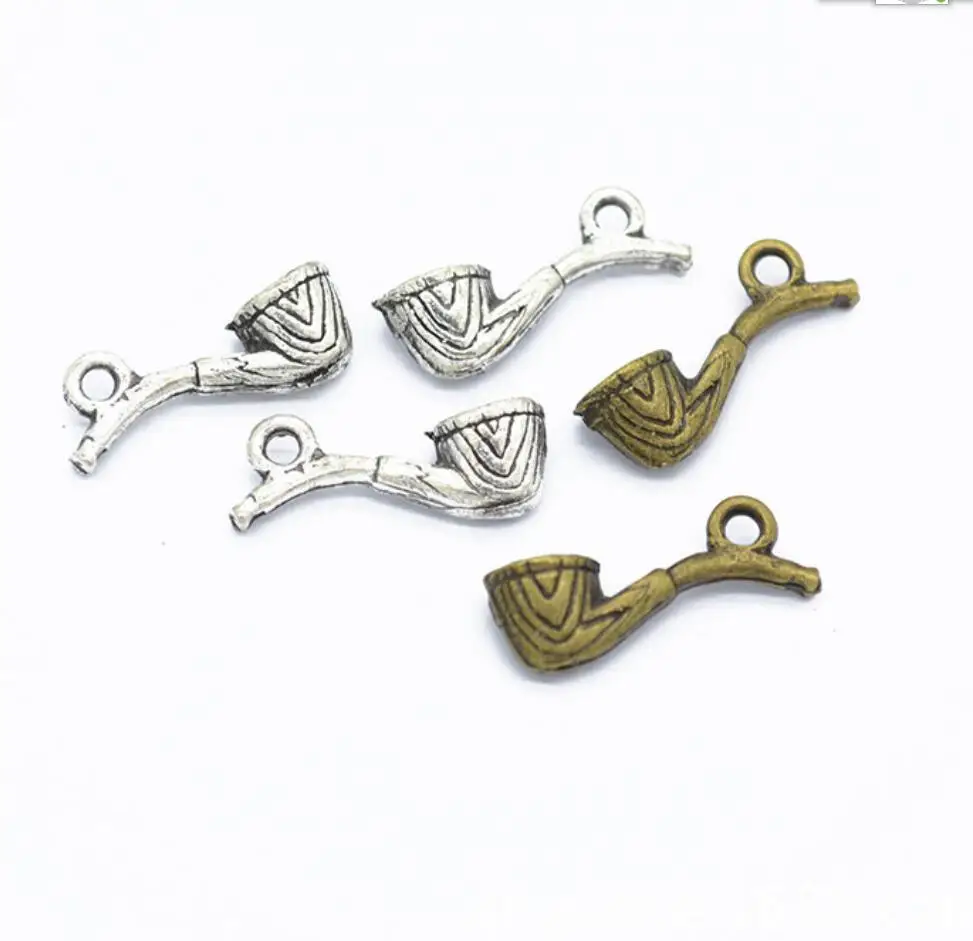 200pcs Antique tobacco pipe Charms Pendants for Jewelry Making Handmade Craft 20*7mm F0714