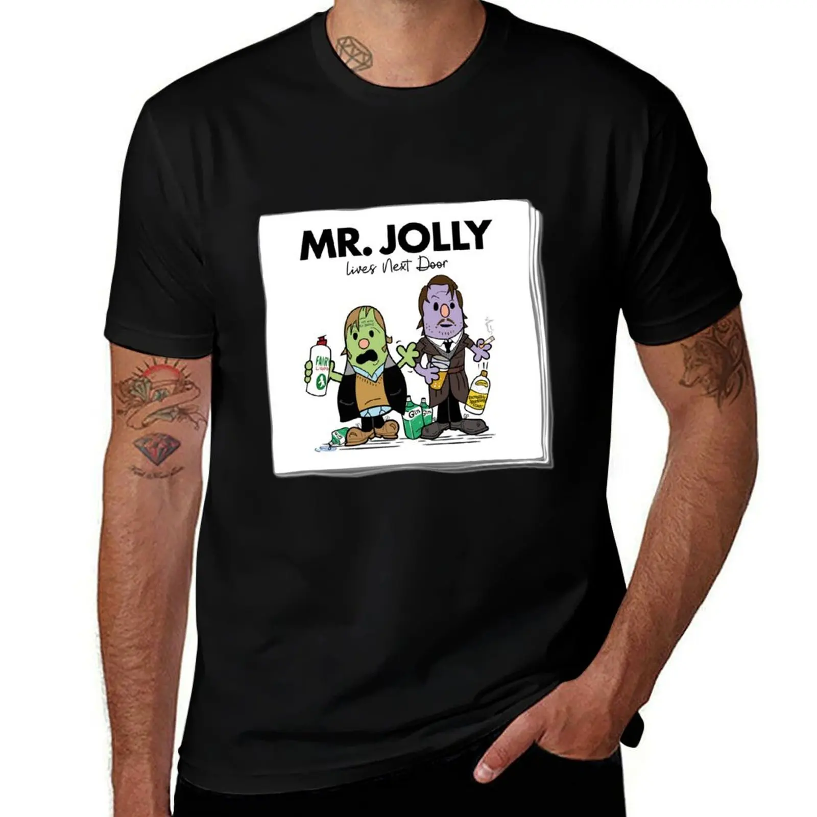 

Mr Jolly cartoon book - Dreamytime Escorts, Gin and Fairy Liquid! - Mr Jolly Lives Next Door Inspired T-Shirt