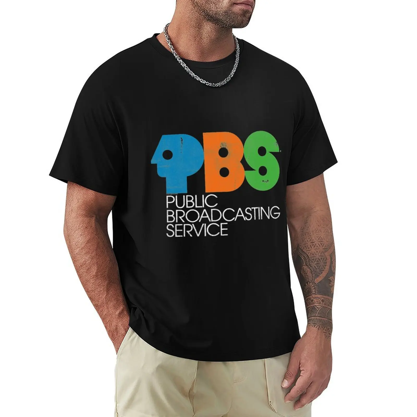

PBS Vintage Logo Distressed T-Shirt blue archive T-shirts oversize men graphic t shirts