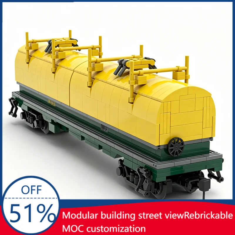 

985Pcs Coil Car CNW Livery Custom Building Blocks Freight Train Wagon Model Educational Assembly Toy For Collectors Xmas Gifts