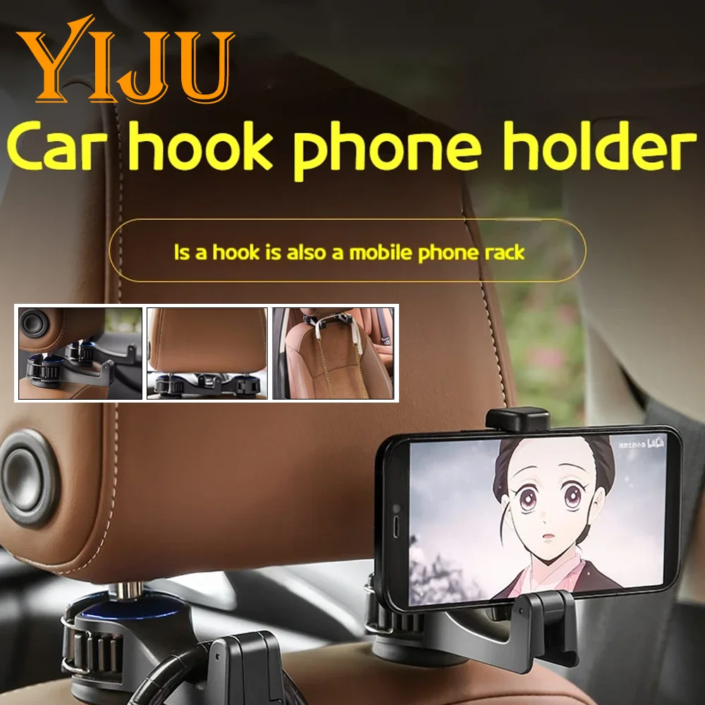 Car Back Seat Hook Hanging Storage Mobile Phone Holder Stand Lazy Rear Seat Phone Headrest Bracket For iPhone Samsung All Phones