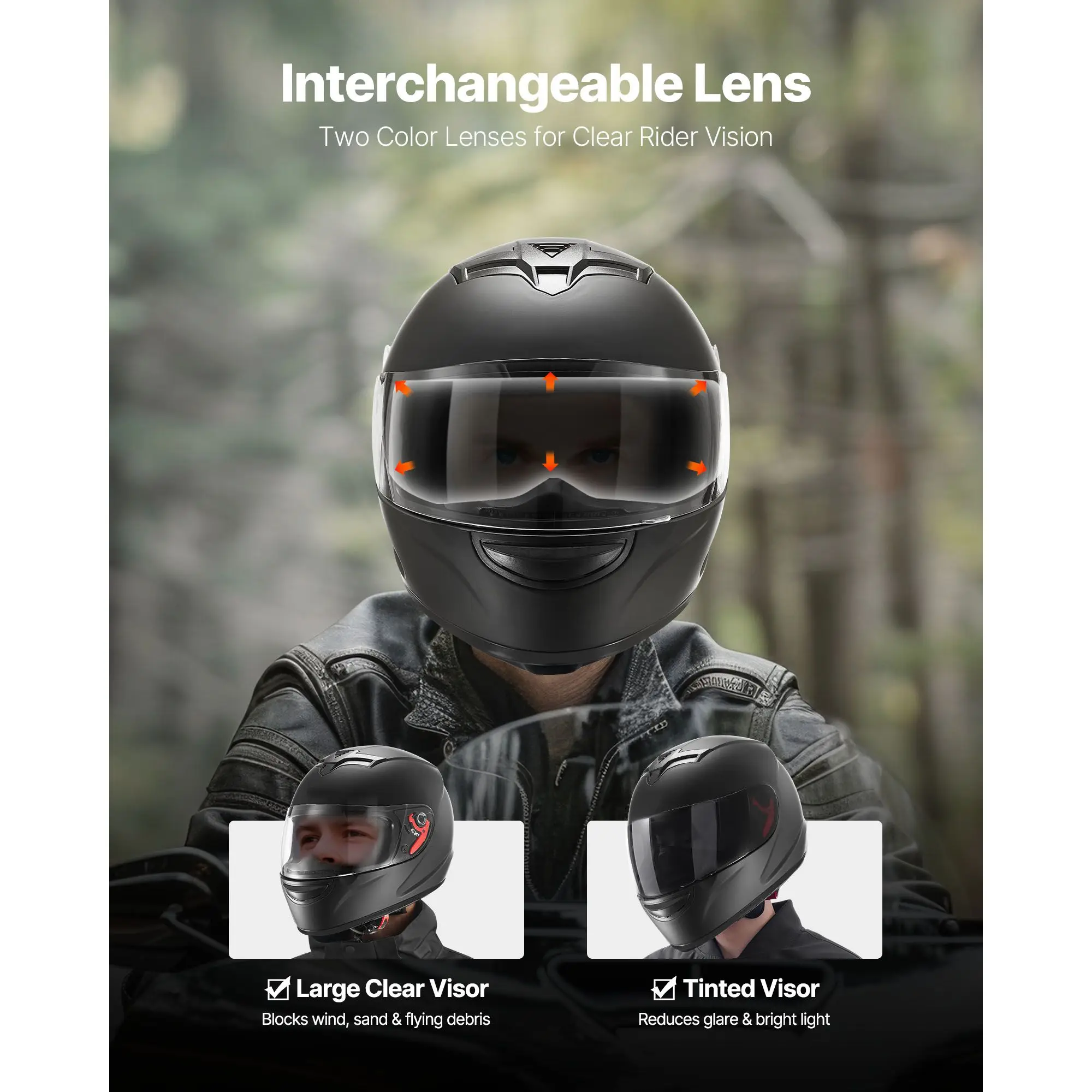 Motorcycle Helmet, Full Face, - Dual Visor Motorcycle Racing Helmet 评论和价格
