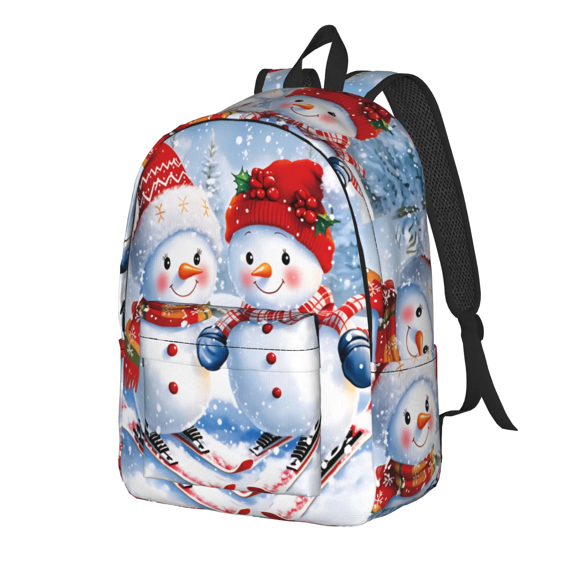 Christmas Santa Snowman Backpack Men  Soft Backpacks Polyester Stylish High School Bags Outdoor Design Rucksack