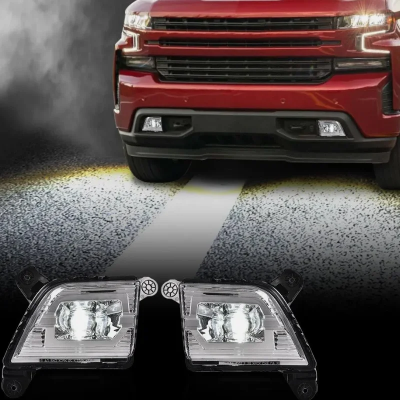 

Подходит для Chevy Silverado 1500-го поколения 2019-2022, светодиодные противотуманные фары, прозрачные новые