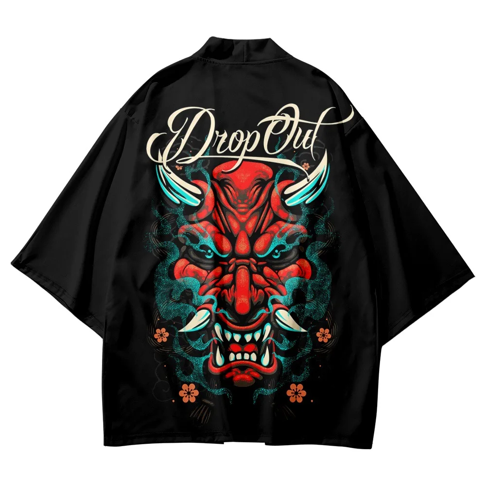 

Japanese Women Men Haori Kimono Shirt Clothing Cartoon Japan Demon Printed Cardigan Asian Streetwear Cosplay Yukata