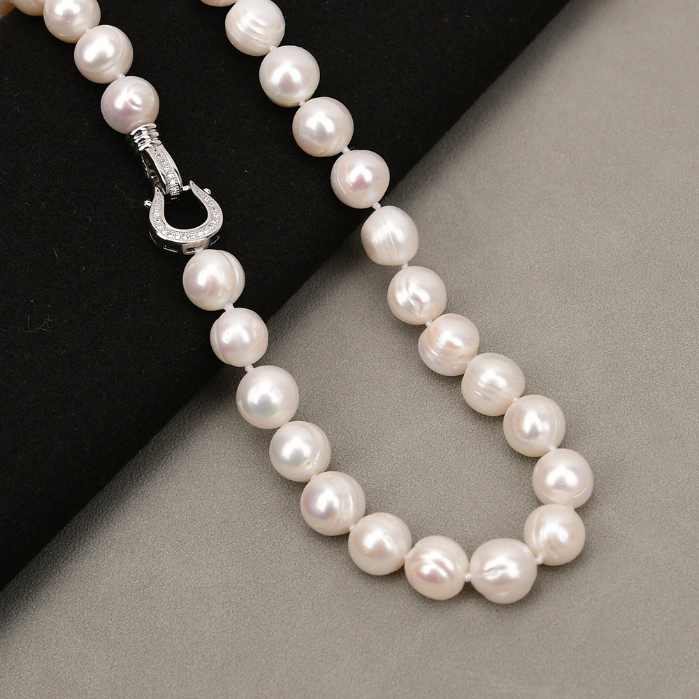 G-G 17'' Freshwater Cultured White Potato Round Pearl Chokers Necklace Classic For Lady